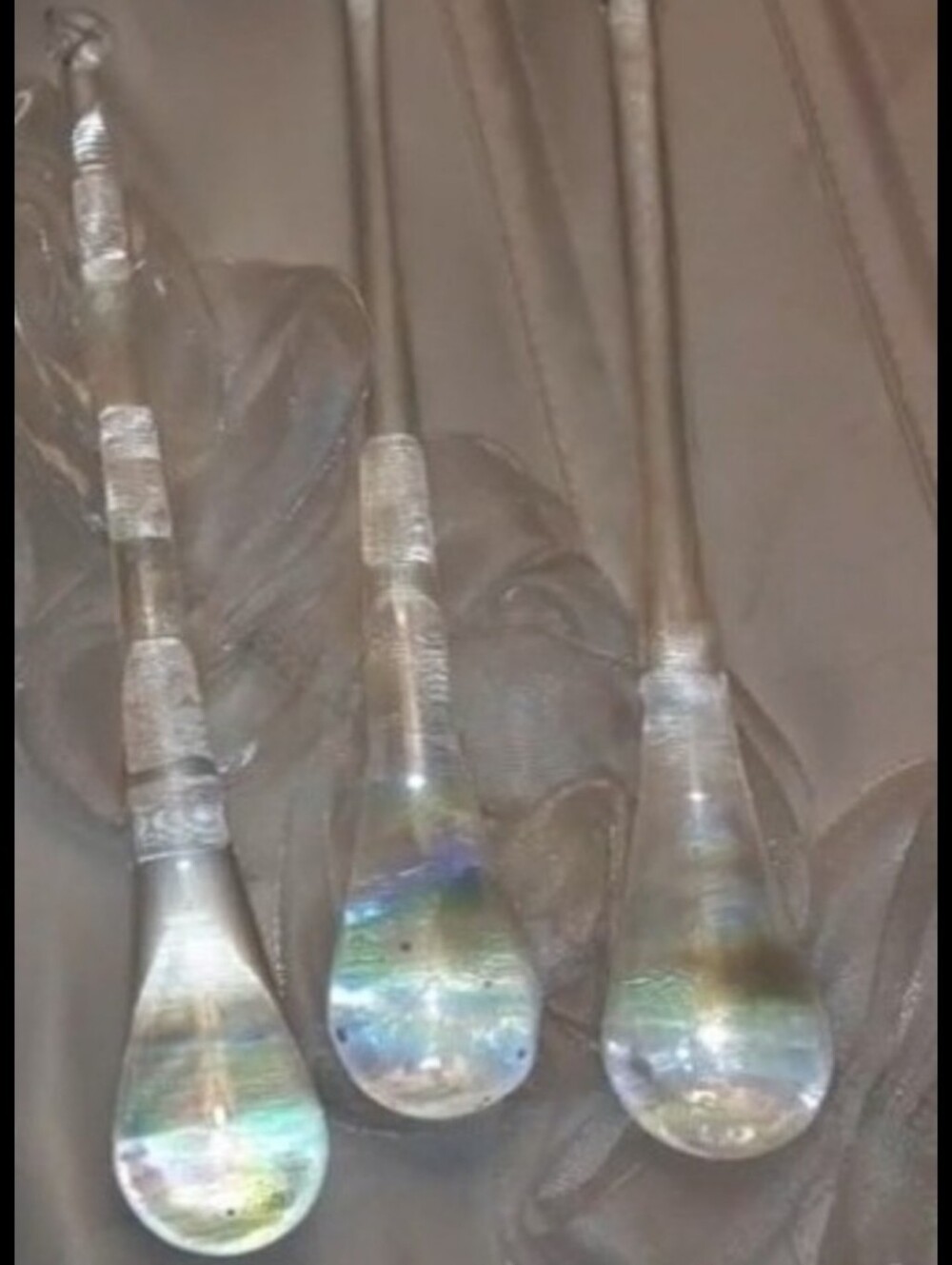 Three Murano Style Glass Iridescent Teardrops Chandelier Pieces Suncatcher - Picture 8 of 11
